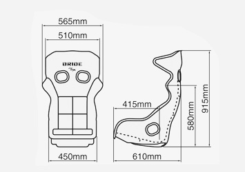 Bride Xero RS Seat Dimensions